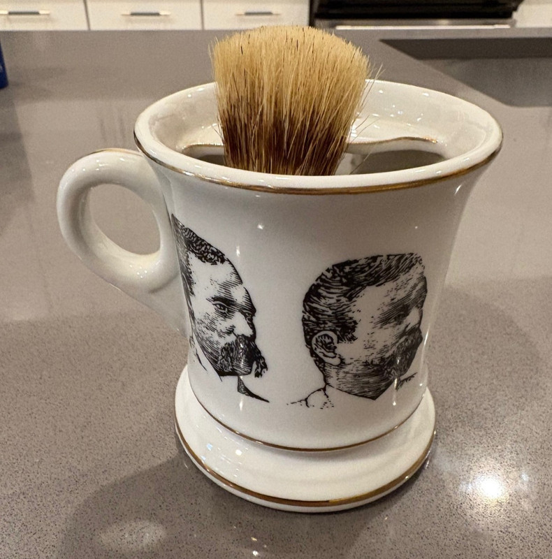 Antique Shaving Mug Mustache Cup Knobler Japan With Brush