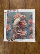 Completed Pastel Chameleon Lizard Diamond Art Painting 11.8 x 11.8