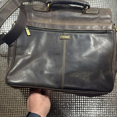 MENS LEATHER VISCONTI MESSENGER BAG BRIEFCASE STYLE