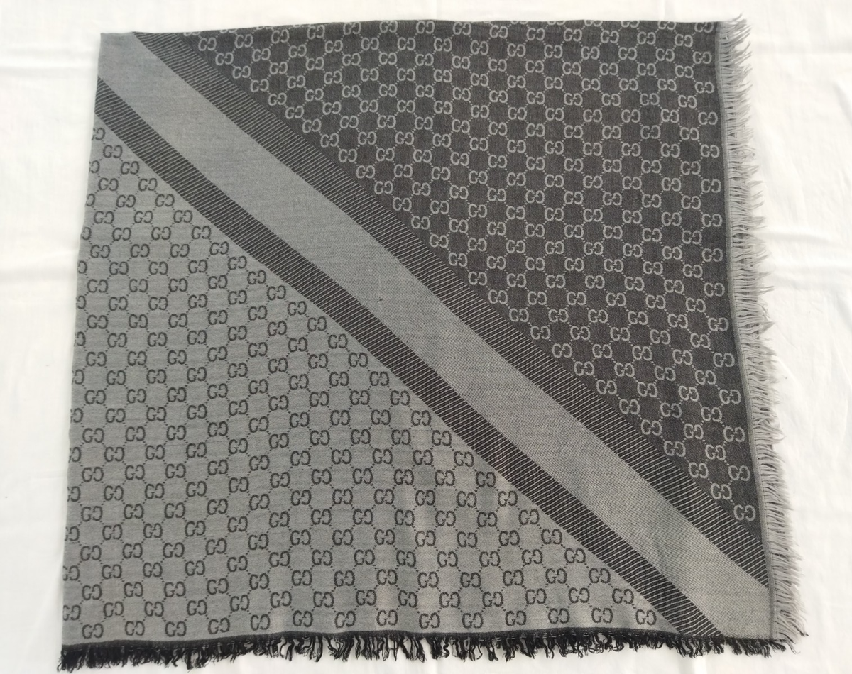 GUCCI GG Scarf 65% Wool 35% Cashmere Shawl Fringes Wrap | eBay