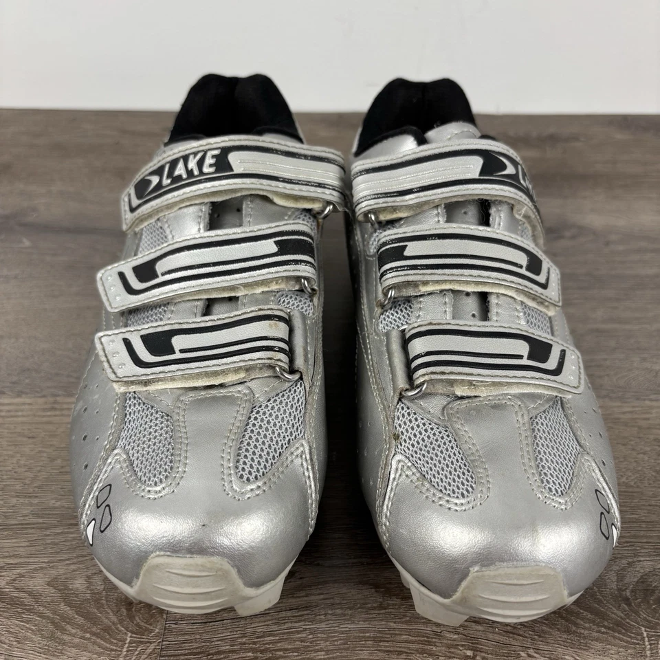 Zapatos de ciclismo Lake MX85 3 pernos para mujer talla US 11 EU 42 plateados botín de bicicleta carbono Foto 2 de 4
