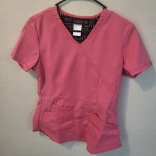 Careisma Hot Pink Scrub Top 4 Pockets Women  s Small