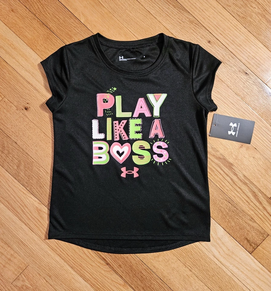 NEW Under Armour Little Girl Tee & Capr Legging Set, Black Multi (sz 4-6X avail) - Image 2 of 4