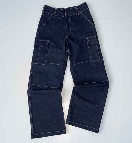 I.AM.GIA Ace Dark Wash High Rise Wide Leg Cargo Pocket Denim Jeans Pants Sz S - Picture 2 of 10