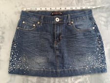 Vanilla Star Denim Mini Skirt With Rhinestones   SIZE 5  