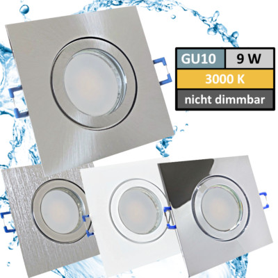 9Watt | IP44 SMD Deckeneinbauspots Feuchtraum | 230V Gu10 | 900 Lumen | Clipring