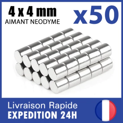 Lot de 50 Petits Aimants Neodyme 4mm x 4mm Magnet Puissant pour Frigo Fimo Photo