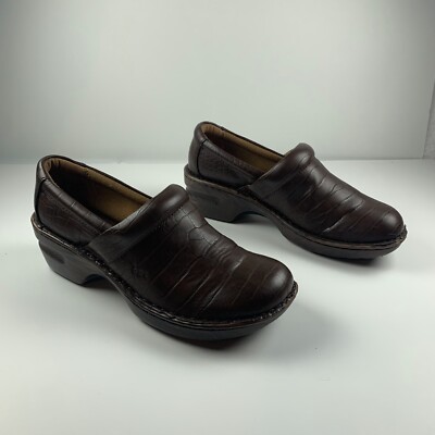 B.O.C. Børn Peggy BC0005252 Shoes Women's US 8.5M Dark Brown Croco Slip On Clogs