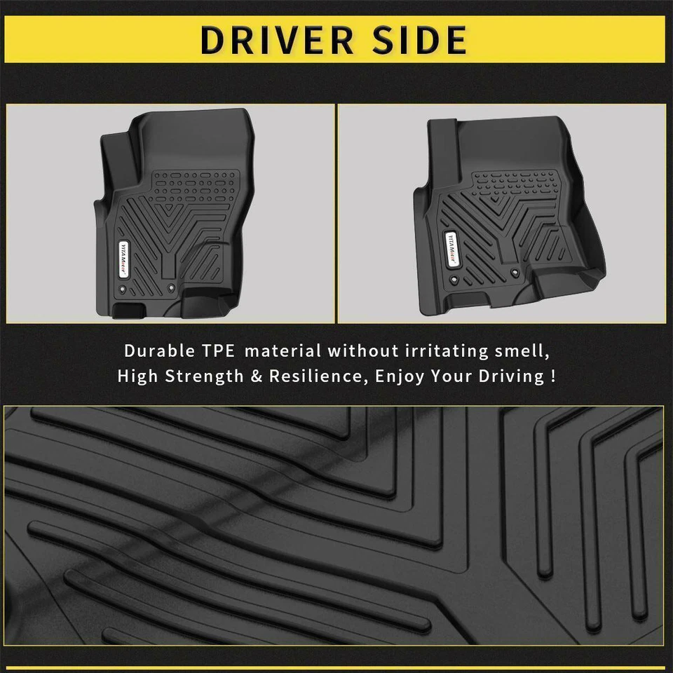 Floor Mats for 2008-2021 Nissan Frontier Crew Cab All Weather TPE 3PCS Liner Set Foto 3 de 4