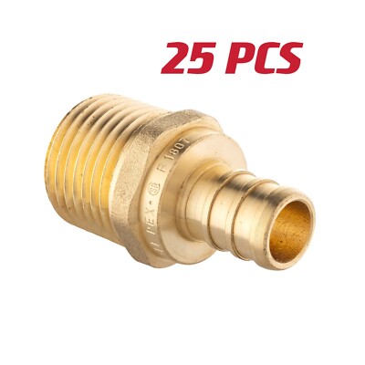 EFIELD 25PCS 1/2'' PEX x 1/2'' Male NPT Adapters Brass Crimp Fittings, Lead Free