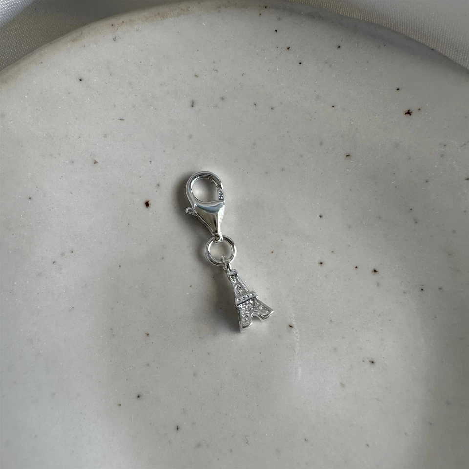 Tiny Sterling Silver Eiffel Tower Clip on Charm Paris Tour Small Charms - Image 4 of 4