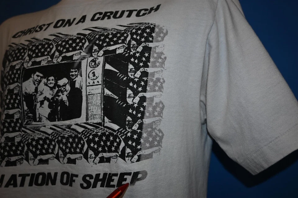 Camiseta De Colección Años 90 CHRIST ON A CRUTCH NATION OF SHEEP HARDCORE PUNK CRIME PAYS L Foto 4 de 4