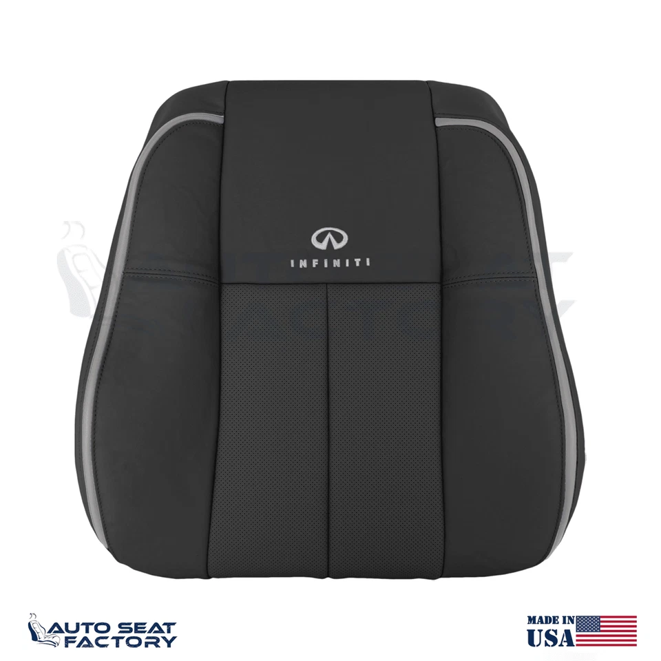 Capas de assento dianteiras de couro preto compatível com 2006 2007 2009 Infiniti M45 M35, perf. 4 peças - Imagem 2 de 4