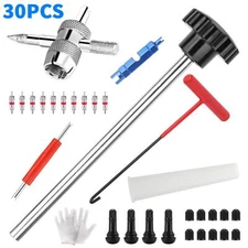 30 pcs Valve Stem Tool Kit TR413 4-Way Cars Tire Installer Remover Quick Change