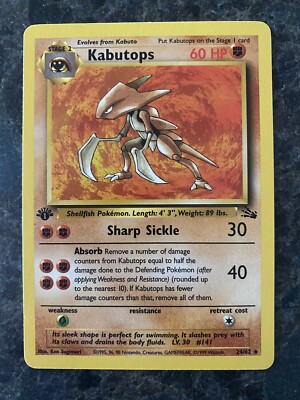 1999 Pokemon TCG - 1st Edition - Fossil - Kabutops - Non-Holo