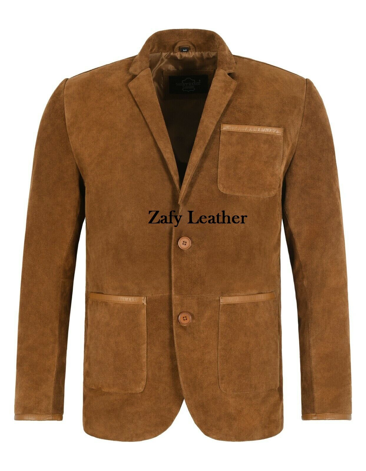 Herren Wildleder Jacke Vintage - Pelzbesetzter Blazer Mittelang