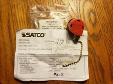 NEW (1) ZING EAR ZE-208s 3-SPEED 4 WIRE CEILING FAN SWITCH W/ BRASS PULL CHAIN 