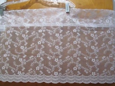 Floral White Lace Curtain Valance Scalloped Bottom 14 x 58"