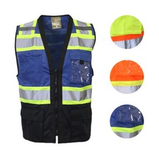 Men's High Visibility Safety Vest Class 2 Type R Reflective Neon Work Vest