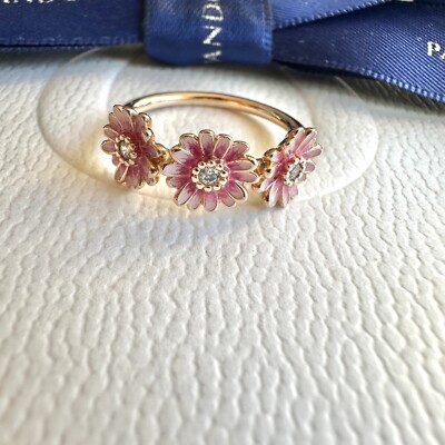 Flower Trio Ring Pandora Rings Daisy Authentic Pandora Rose Pink