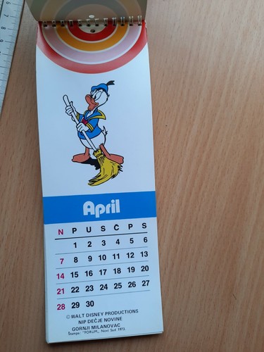 1974 WALT DISNEY CALENDAR MICKEY MINNIE MOUSE DONALD DUCK Jaq Gus YUGOSLAVIA - Picture 5 of 8