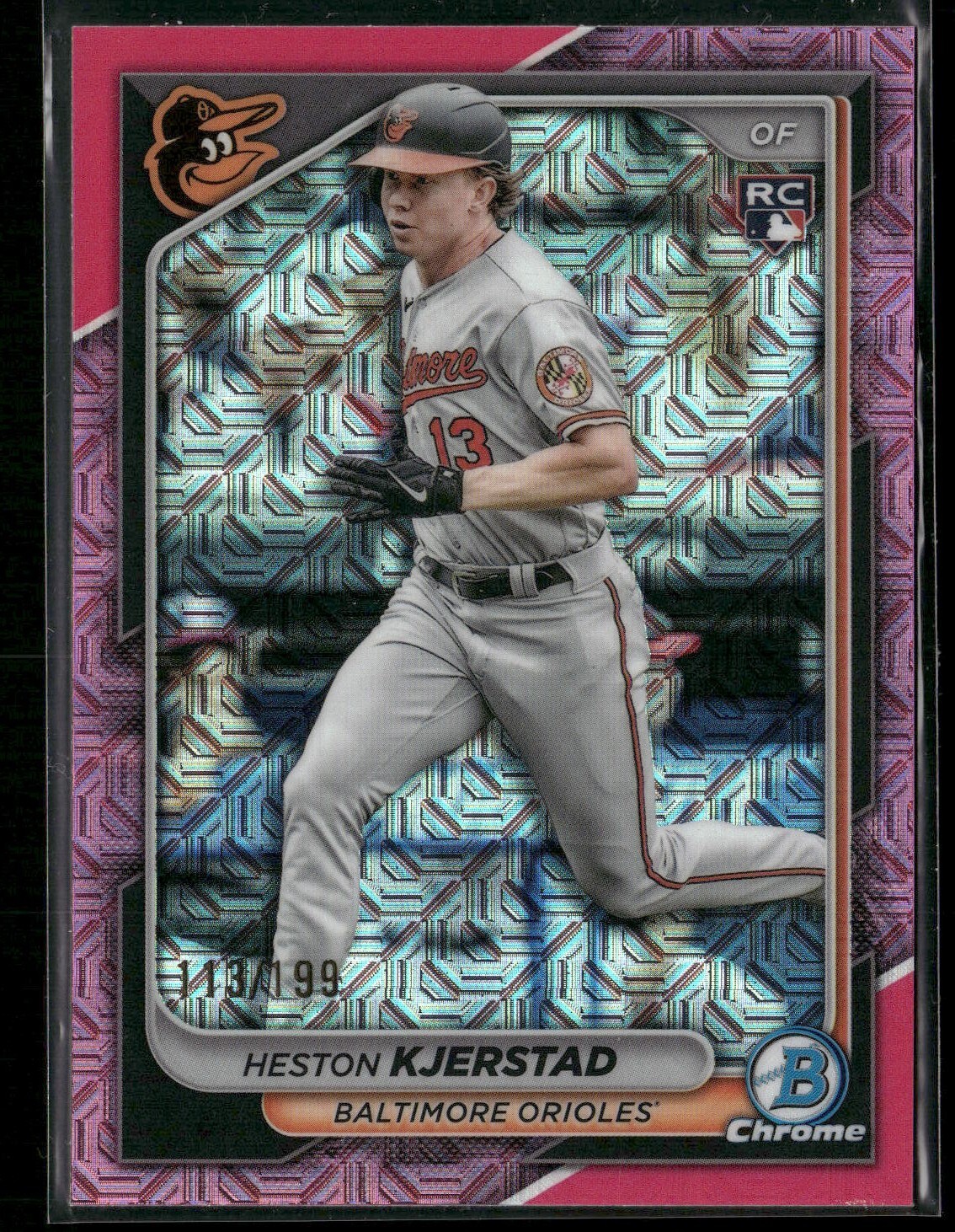 HESTON KJERSTAD 2024 BOWMAN CHROME RC ROOKIE PINK MOJO REFRACTOR /199 #44