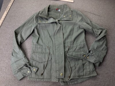 Divided H&M Womens Jacket Sz 10 Army Green Style Coat Pockets