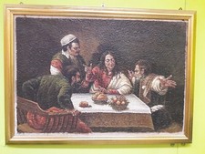 Quadro Olio su tela pittura in rilievo con spatola effetto crackle antico 105x75