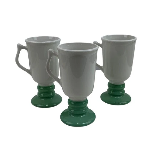 Vintage Hall 1273 Irish Coffee Mugs Set of 3 Footed Pedestal Cappuccino 11 oz.