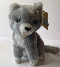 Vintage Dakin Cat Kitty Stuffed Grey Plush Tongue 1977 Nature Babies Catnip
