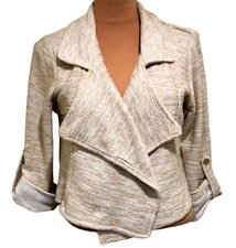 Anthropologie Dolan Jacket Crop Cotton Tweed Knit Cream Natural Slouchy Wrap M