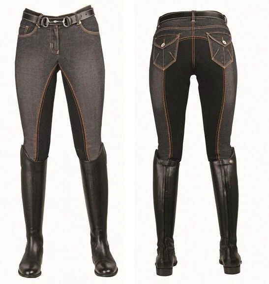 Reithose -Denim Pocket- Vollbesatz aus elastischem Alos Wildlederimit HKM 2344