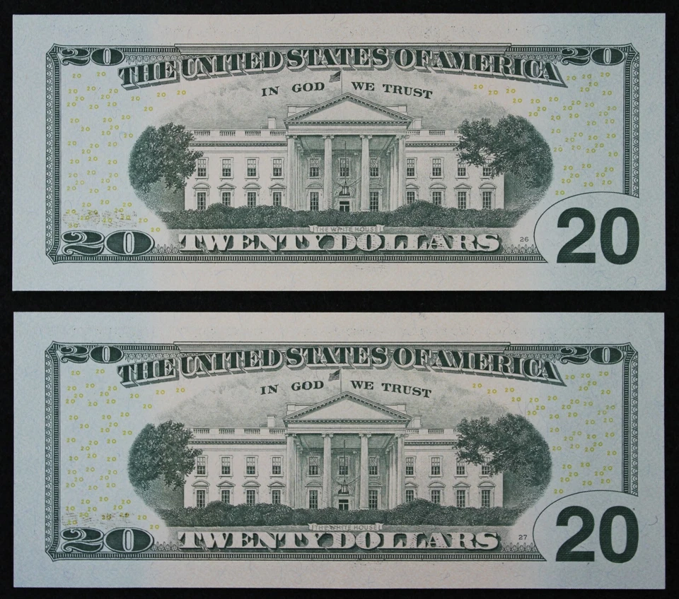 ENGRAVING ERROR $20 2006 Gem CU Star Federal Reserve Notes IG06049879*-80* - Image 2 of 4