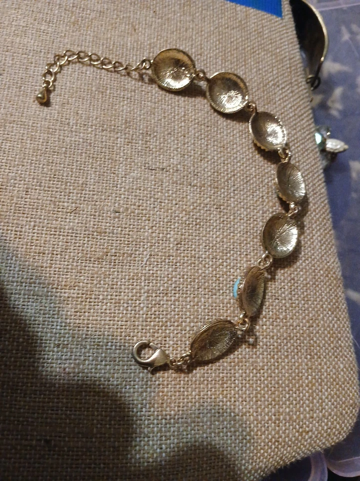 Pulseira Vintage Kendra Scott Tom Turquesa e Dourado Linda Peça - Imagem 4 de 4