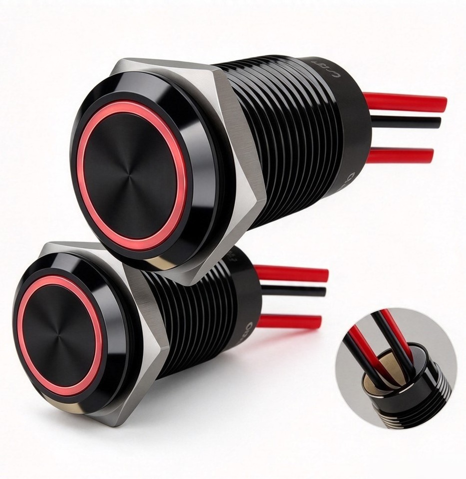 2PCS 15A 16mm Latching Push Button Switch IP67 Waterproof 12V 24V 4 ...
