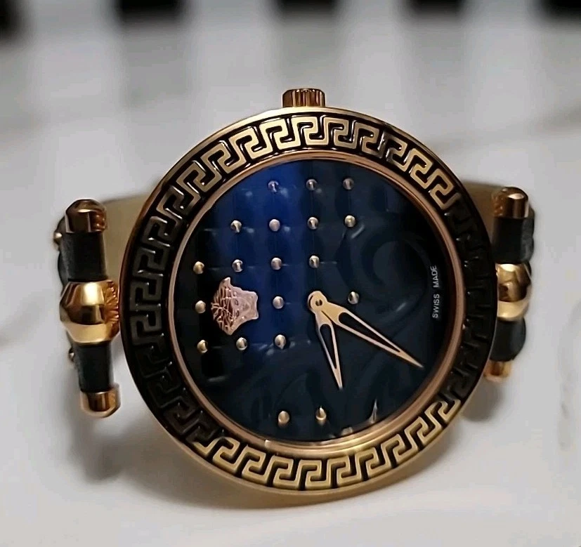 Orologio Versace originale. VERSACE VK7 quadrante smaltato nero cassa oro giallo 30 mm