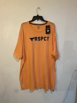 NWT Under Armour Project Rock RSPCT T-Shirt Peach Orange Men s 4XLT