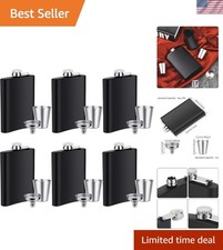 Elegant 6-Set 8oz Stainless Steel Hip Flask & Shot Cup Set - Leak-proof Design