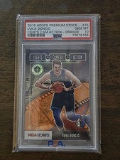2019 HOOPS PREMIUM STOCK LUKA DONCIC LIGHTS CAMERA ACTION #15 ORANGE PSA 10!!