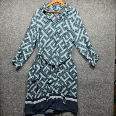Tommy Hilfiger Dress Womens Large Long Sleeve Button Up Belted