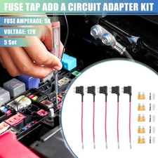 5 Set Car Fuse Tap and Circuit Adapters 12V with 5A Standard Blade Type Fuses