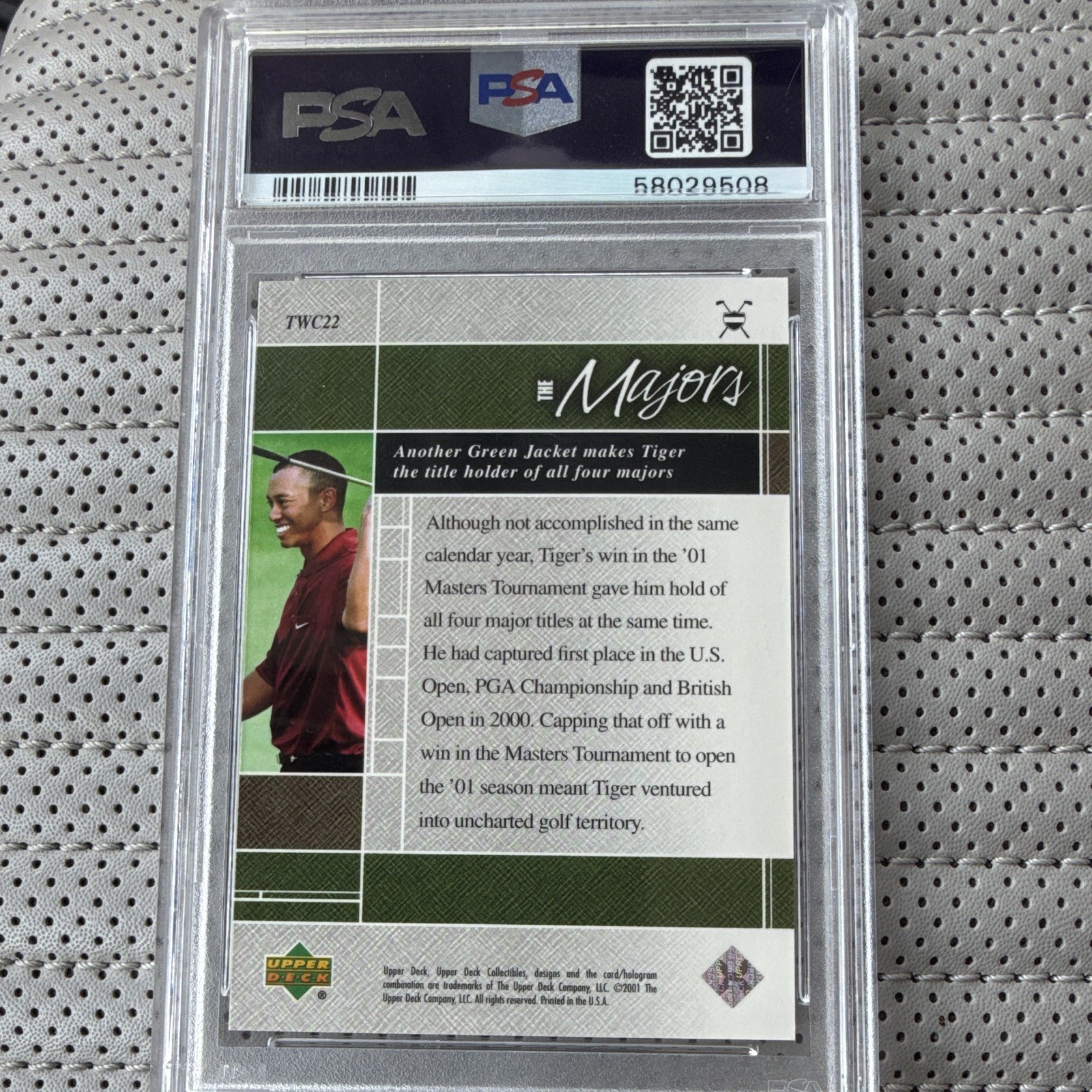 Upper Deck 2001 Golf Tiger Woods Collection Tiger Woods PSA 9 Graded #TWC22 view 2