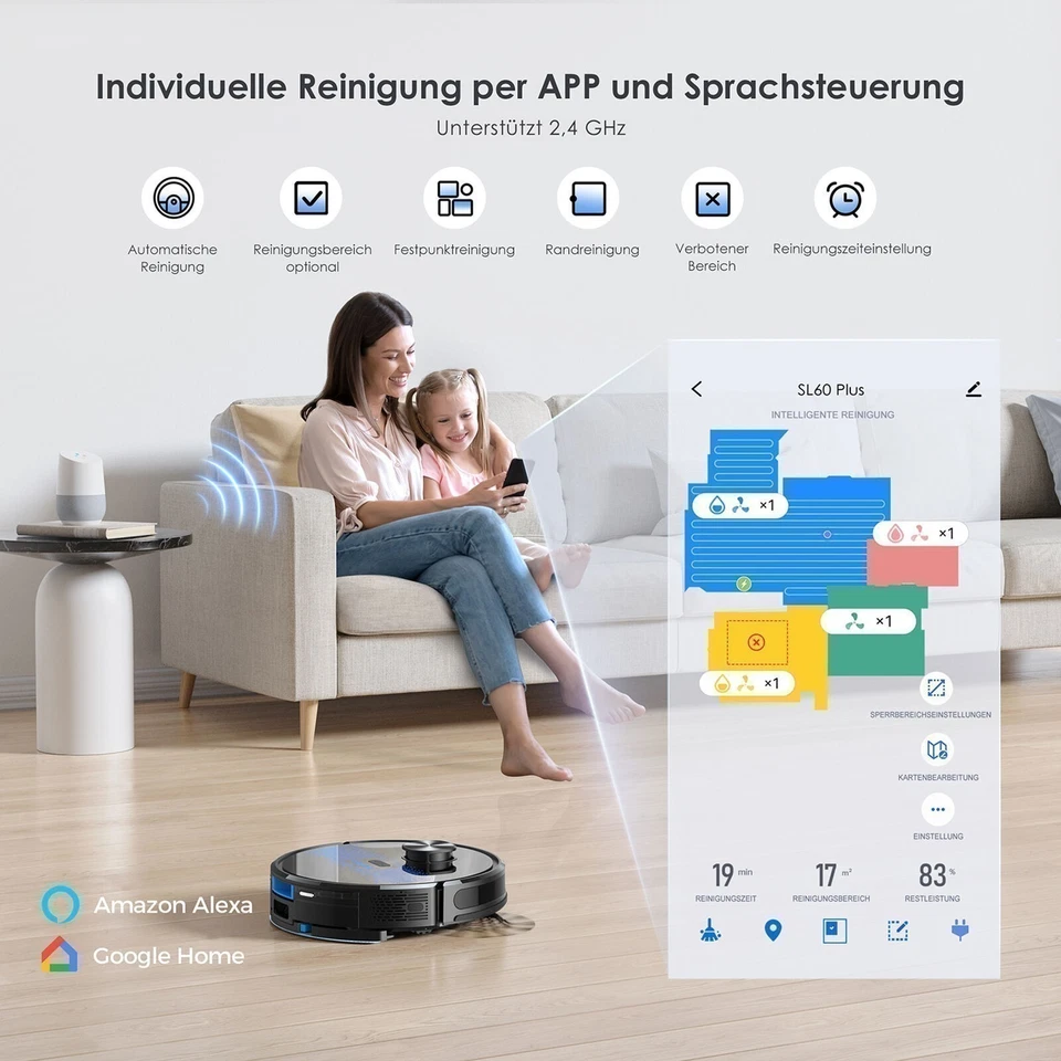 Lubluelu Lasernavigation Saugroboter & Wischfunktion /Absaugstation Staubsauger - Bild 4 von 4