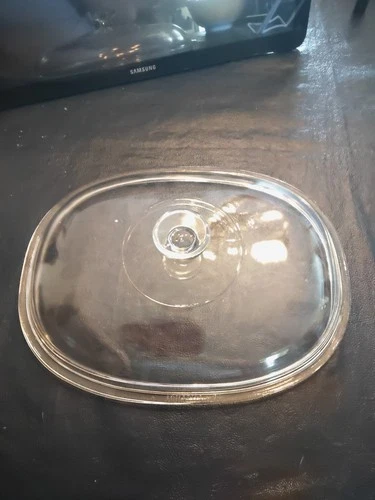 Vintage Pyrex F-14-C Clear Glass Large Oval Replacement Dome Lid 12-1/2 x 9-3/4"