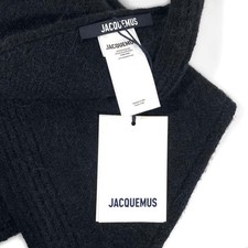 Jacquemus Gros Grain Wool Bandana Scarf Black Used