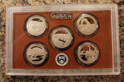 2014-S Clad Proof Quarter Set- 5 Coins- No Box, No COA, in Mint plastic lense