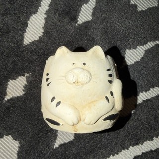 Old Vintage Chippy Fat Cat Black & White PLANTER PLANT HOLDER
