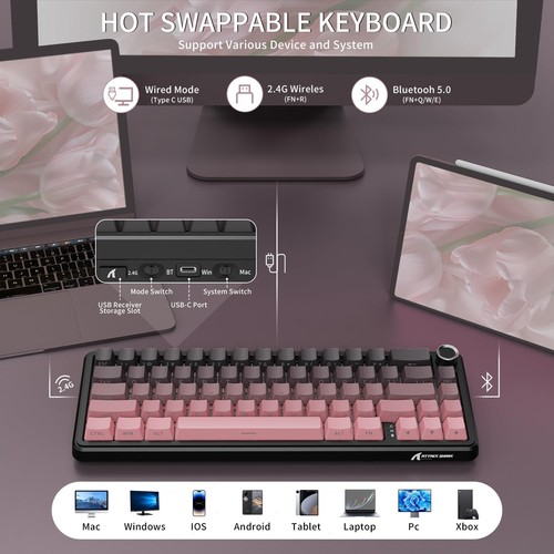 Teclado mecánico inalámbrico para juegos ATTACK SHARK X66 con perilla junta de modo tri - Imagen 9 de 24