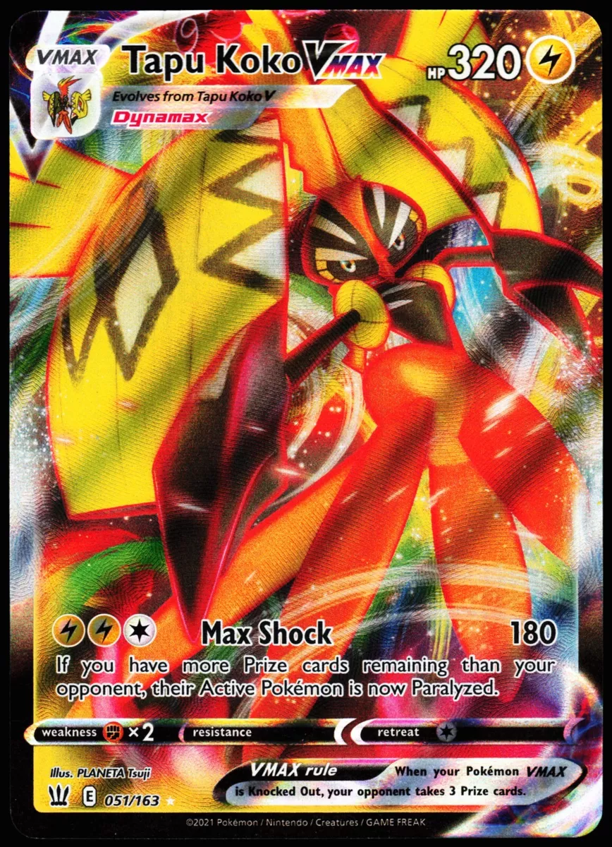 Tapu Koko Vmax 051/163 Holo Rare Battle Styes Pokemon Card Near Mint