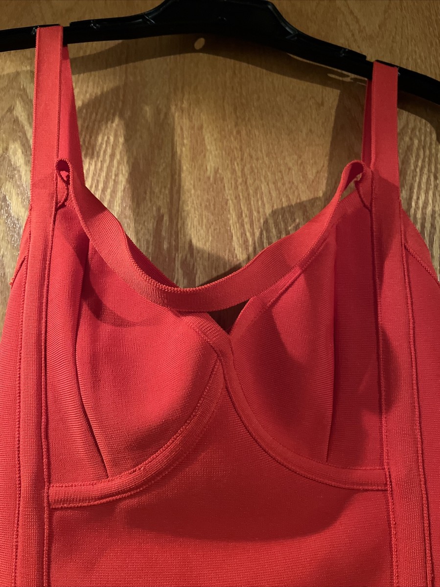 Red Dress Backless Gold Zipper Buckles Straps Halter Strap Small | eBay